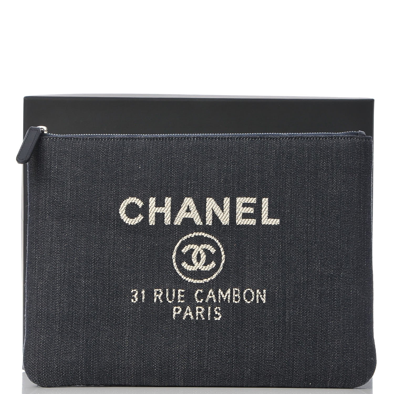 Chanel Denim Medium Deauville Pouch Dark Blue 8 of 8