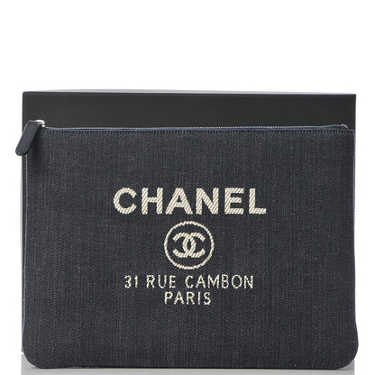 Chanel Denim Medium Deauville Pouch Dark Blue 8 of 8