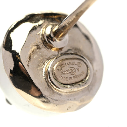 Chanel Pearl Crystal Logo Earrings Gold Pearly White 4 of 5