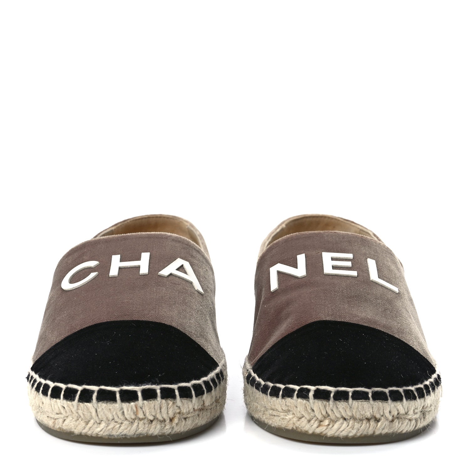 Chanel Velvet Logo Espadrilles 38 Beige Black 2 of 9