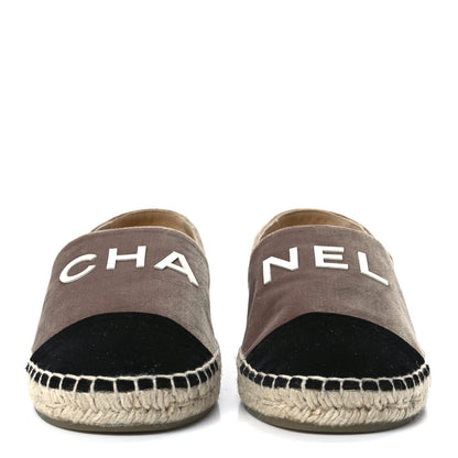Chanel Velvet Logo Espadrilles 38 Beige Black 2 of 9