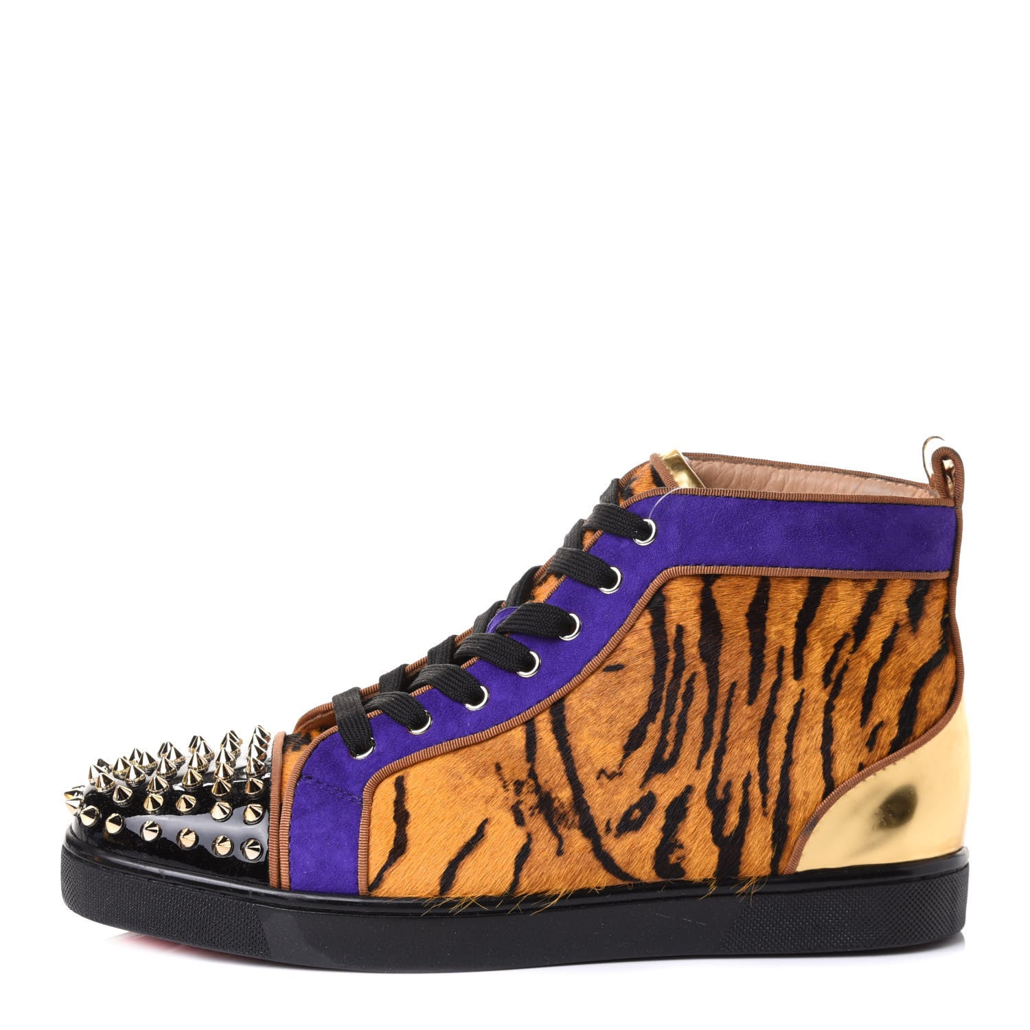 Christian Louboutin Patent Pony Hair Lou Spikes Flat Sneakers 43 Version Multi 1 of 8