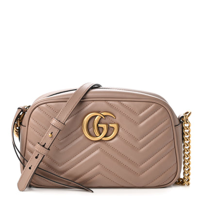 Gucci Calfskin Matelasse Small GG Marmont Chain Shoulder Bag Porcelain Rose 1 of 10