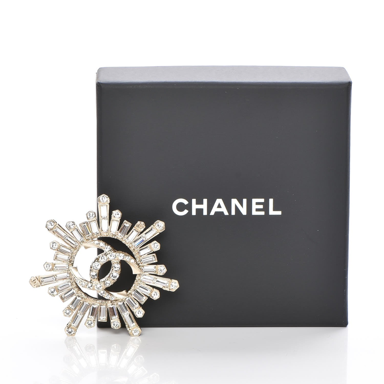 Chanel Crystal Baguette CC Brooch Light Gold 5 of 5