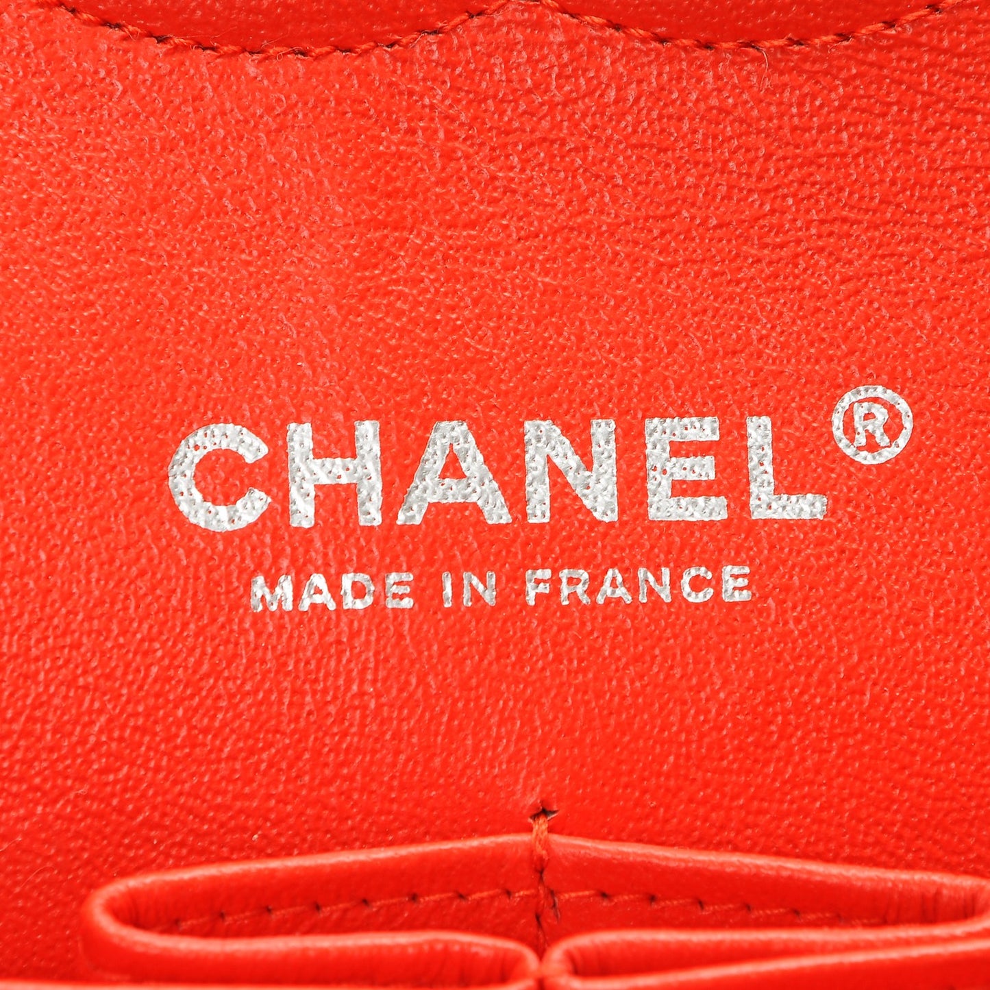Patent Calfskin Striped Medium Double Flap Red