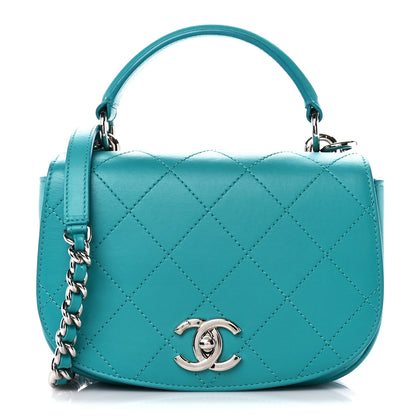 Chanel Calfskin Stitched Small Ring My Bag Flap Crossbody Turquoise 1 of 10