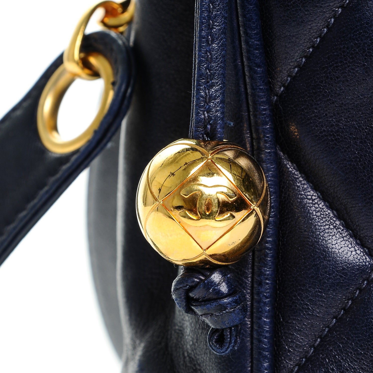 Chanel Lambskin Quilted Shoulder Bag Navy Blue 8 of 8