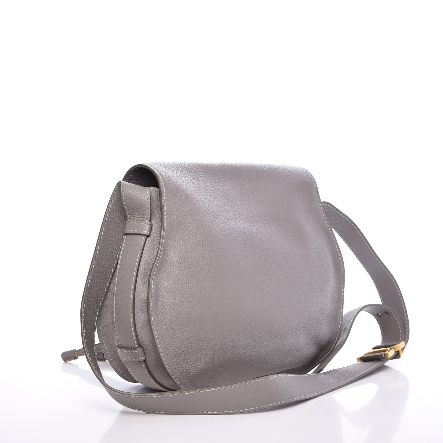 Calfskin Medium Marcie Round Crossbody Bag Cashmere Grey