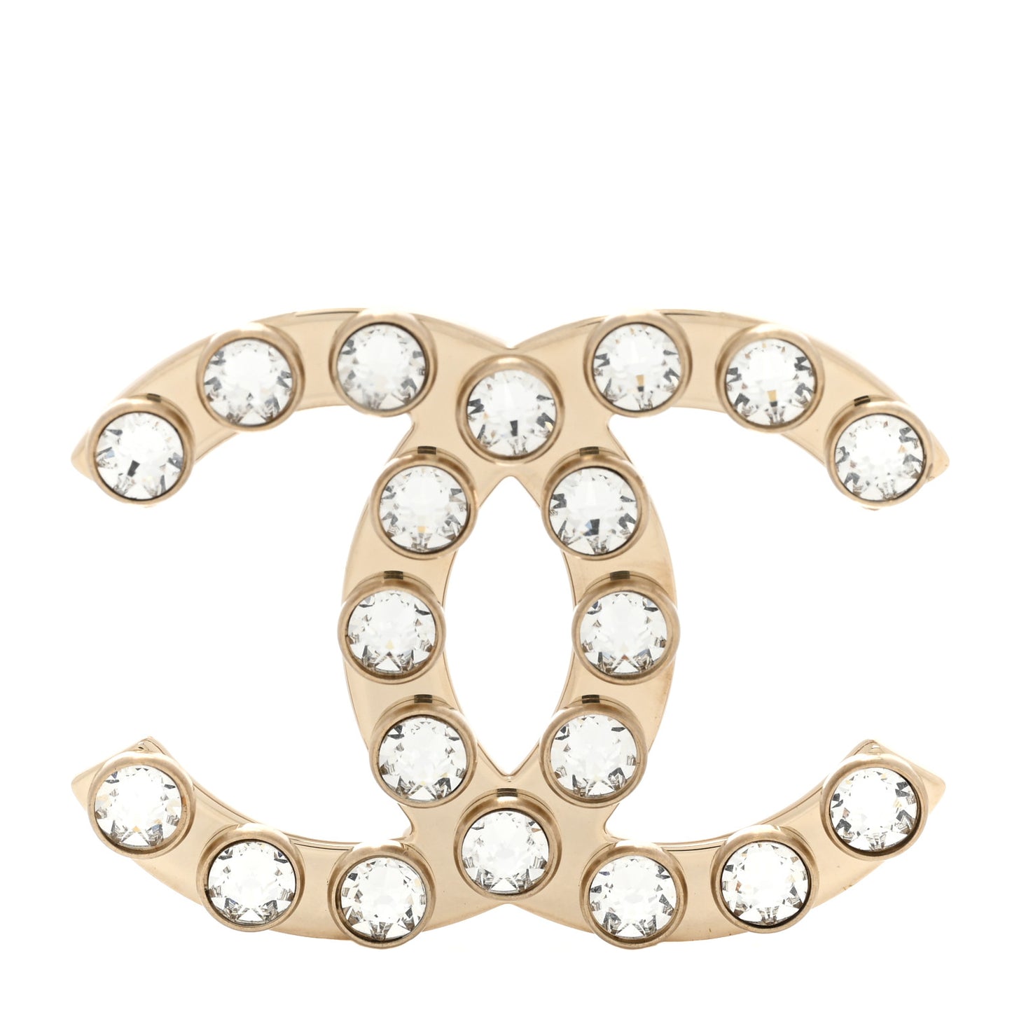 Crystal CC Brooch Gold