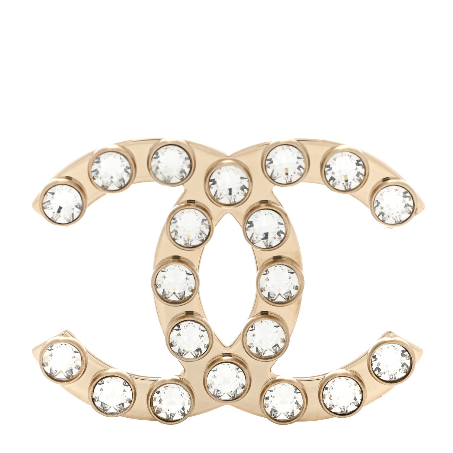 Chanel Crystal CC Brooch Gold 1 of 8