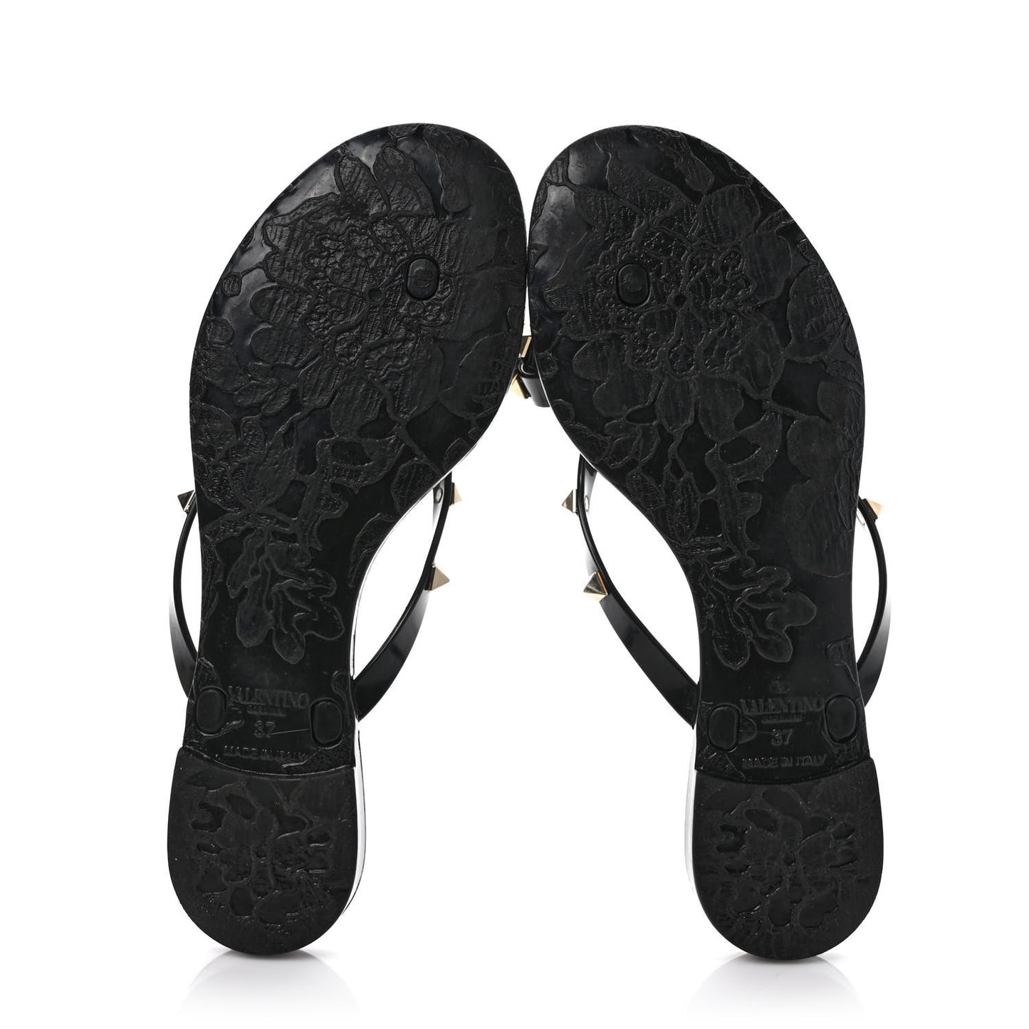 PVC Jelly Rockstud Bow Thong Sandals 37 Black
