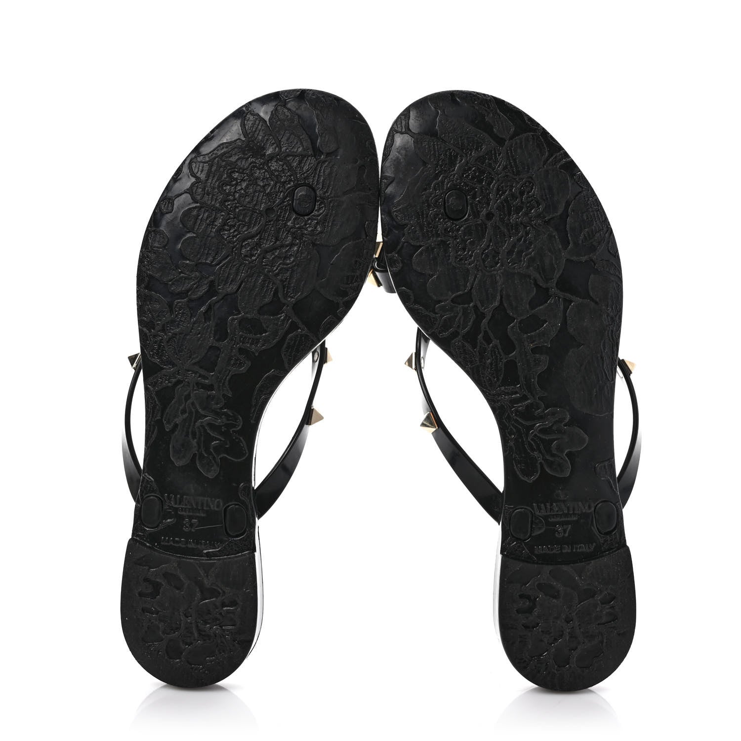 Valentino Garavani PVC Jelly Rockstud Bow Thong Sandals 37 Black 5 of 8