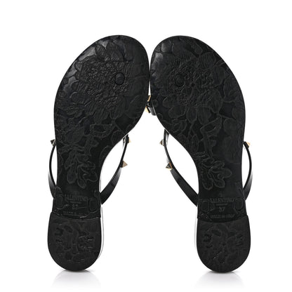 Valentino Garavani PVC Jelly Rockstud Bow Thong Sandals 37 Black 5 of 8