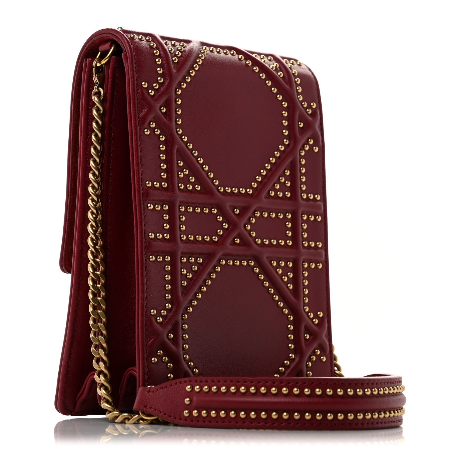 Christian Dior Lambskin Studded Vertical Diorama Spicy Red 3 of 14