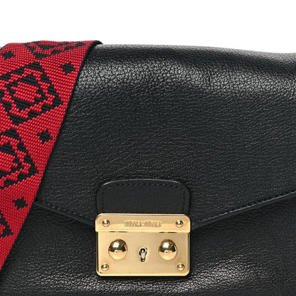 Miu Miu Goatskin Madras Crossbody Bag Black 7 of 9
