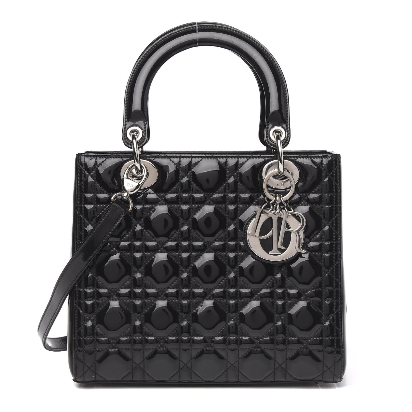 Patent Cannage Medium Lady Dior Black