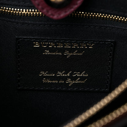 Burberry Grainy Calfskin House Check Medium Banner Tote Mahogany Red 6 of 12