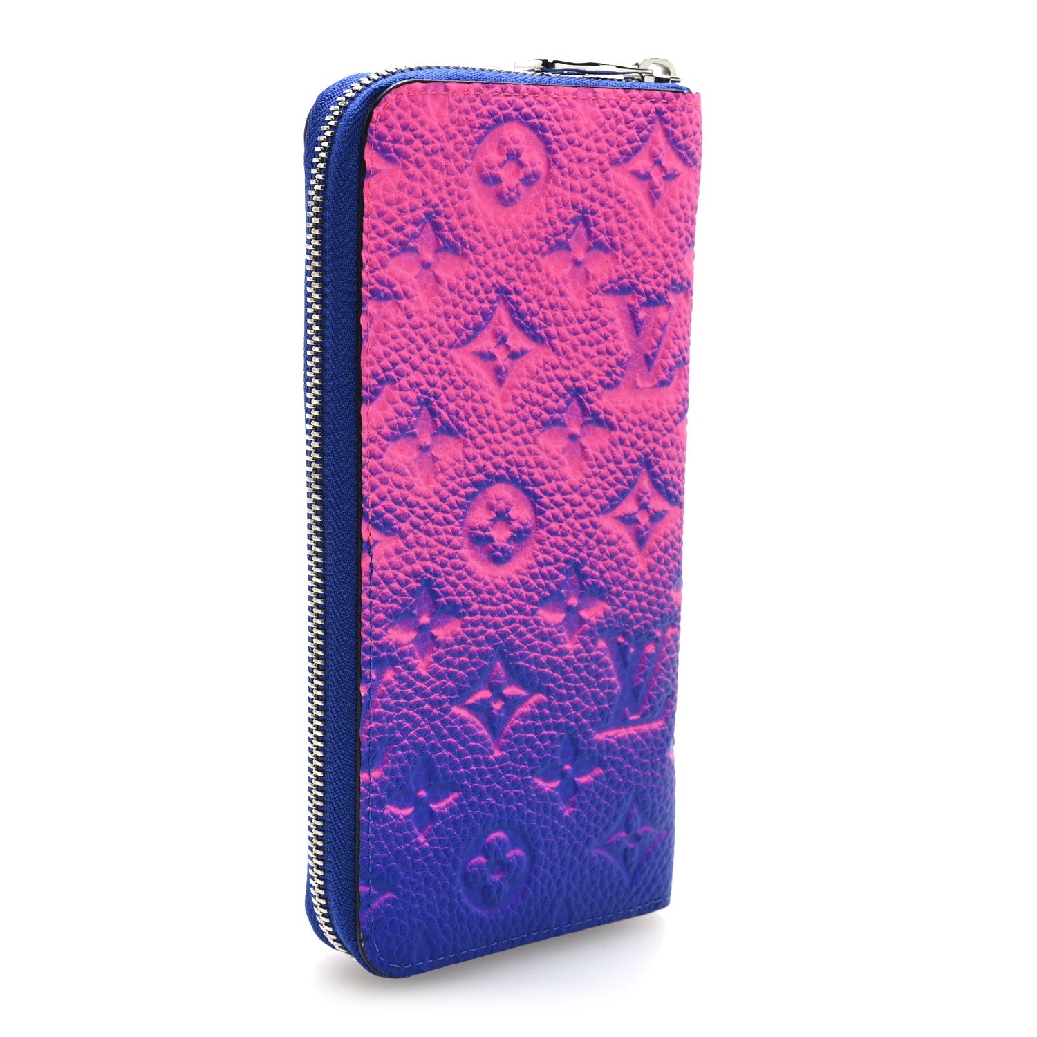 Louis Vuitton Taurillon Illusion Zippy Vertical Wallet Bleu Rose