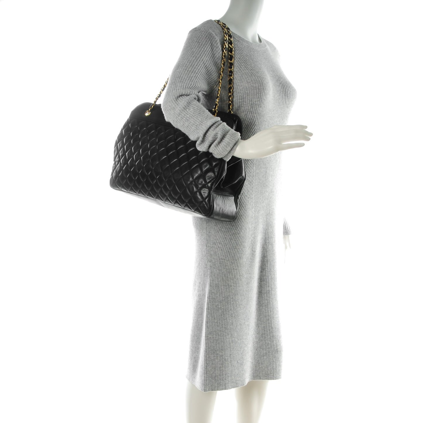 Lambskin Quilted Shoulder Bag Black