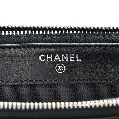 Chanel Calfskin Chevron Quilted Tassel Clutch With Chain Navy 5 of 12