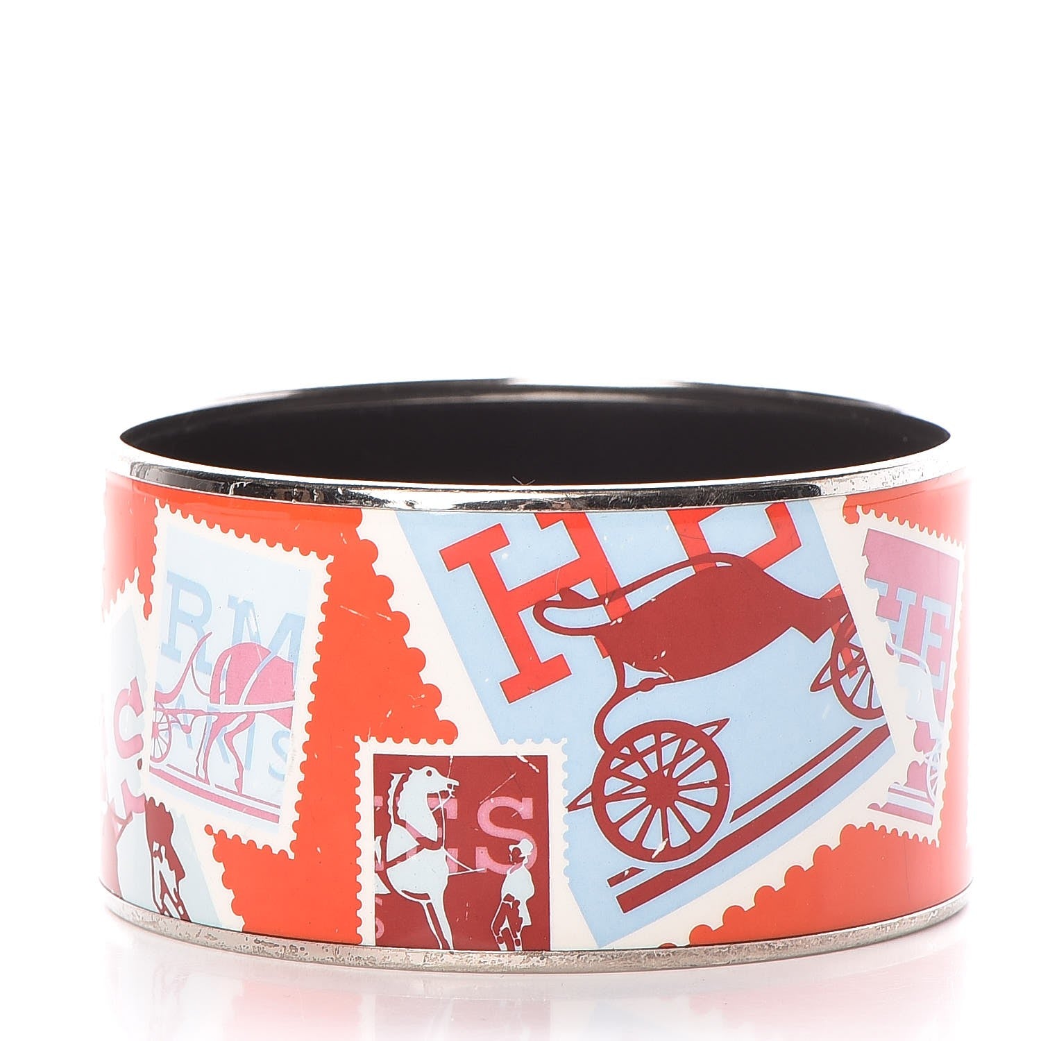 Hermes Enamel Printed Extra Wide De Passage a Paris Bracelet 70 3 of 6