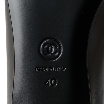 Chanel Lambskin Cap Toe CC Ballerina Flats 40 Dark Grey 6 of 9