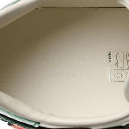 Gucci Calfskin Web Floral Embroidered Womens Ace Sneakers 37.5 White 7 of 9