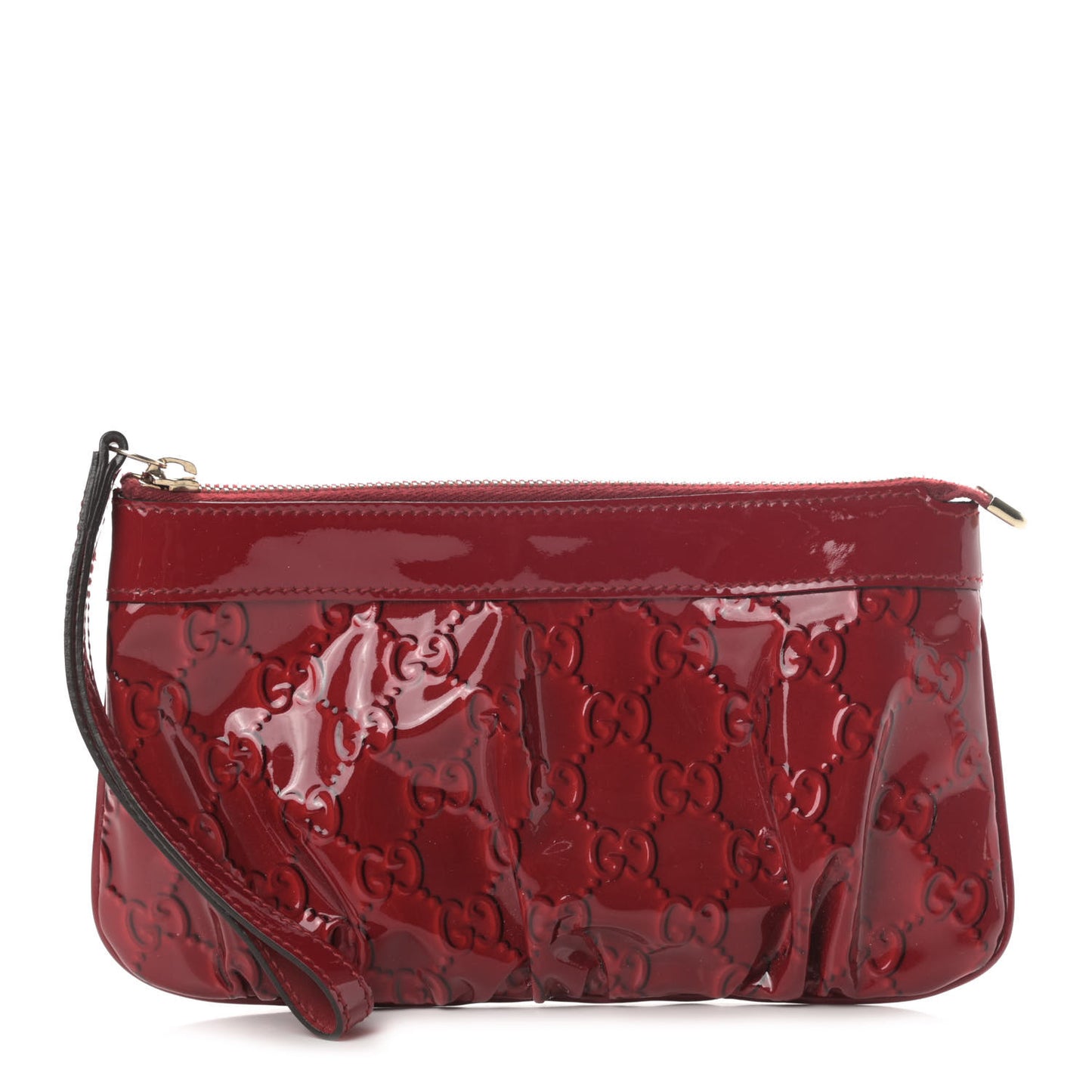 Patent Guccissima Wristlet Pouch Red