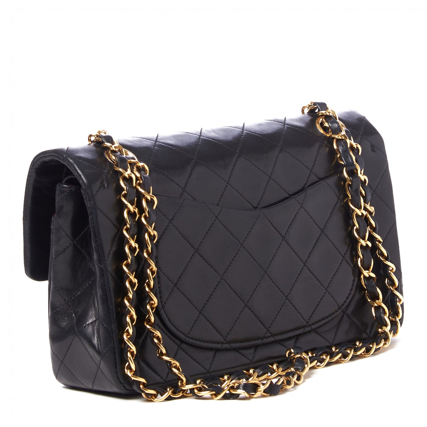 Lambskin Quilted Small Double Flap Black