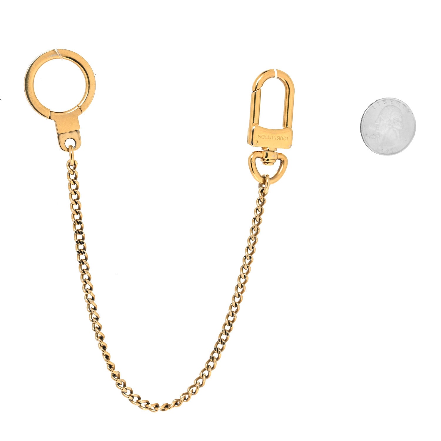 Louis Vuitton Metal Pochette Extender Key Ring Chain Gold 2 of 4