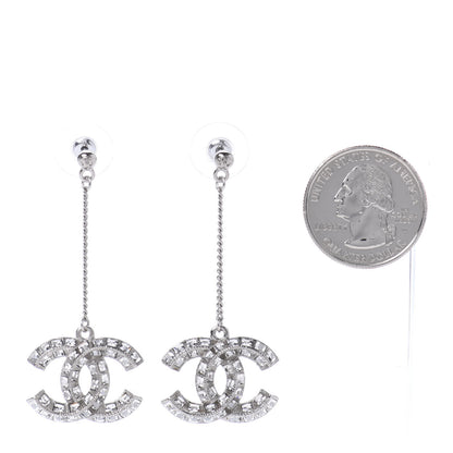 Chanel Baguette Crystal CC Drop Earrings Silver 2 of 5