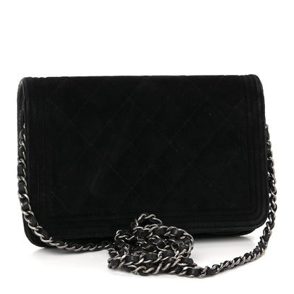 Chanel Velvet Quilted Boy Wallet On Chain WOC Black 3 of 15