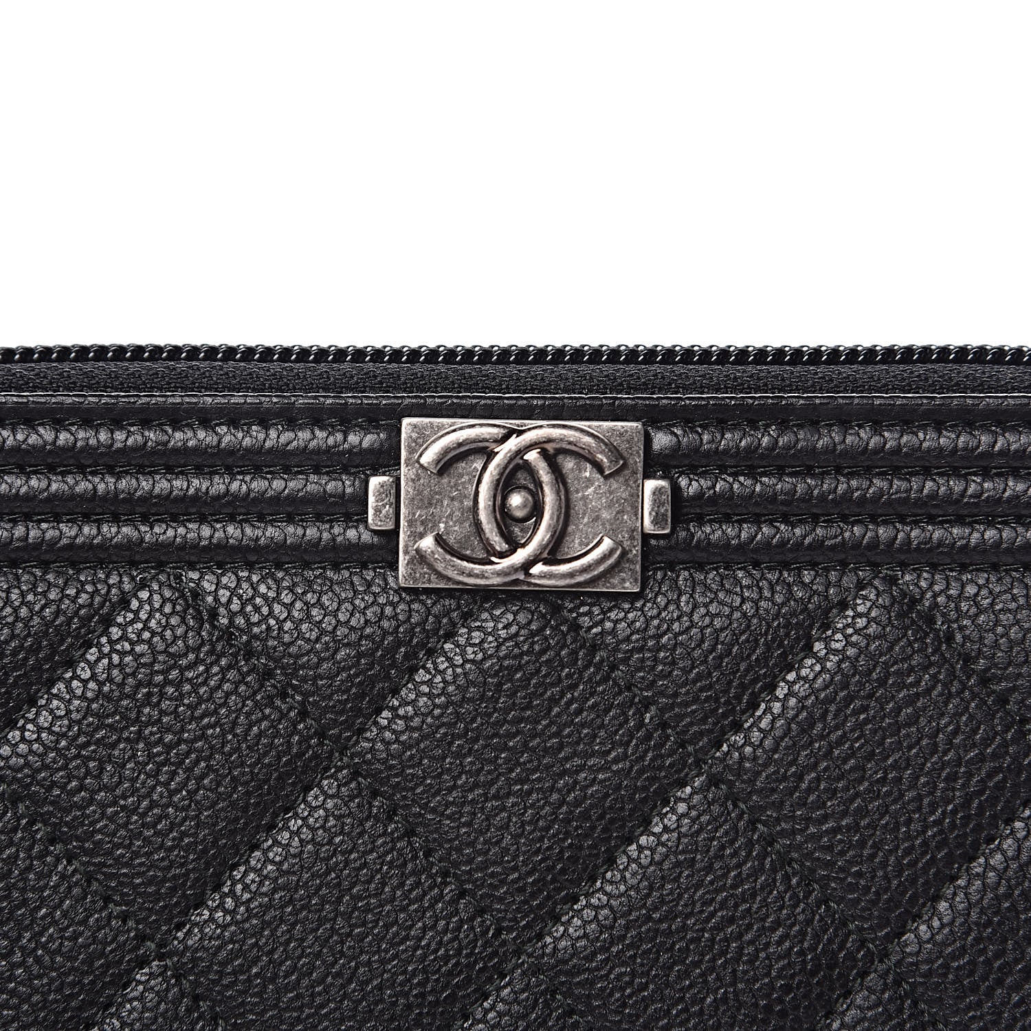 Chanel Caviar Quilted Small Boy Zip Around Wallet Black 9 of 10