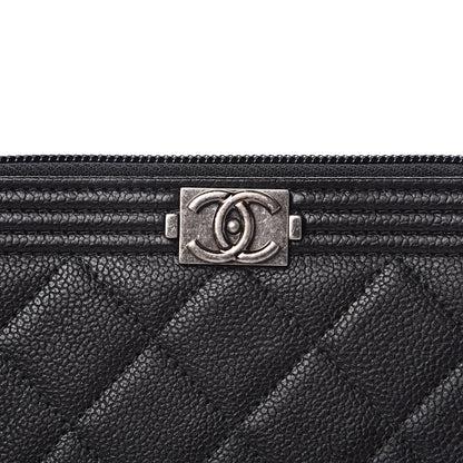 Chanel Caviar Quilted Small Boy Zip Around Wallet Black 9 of 10