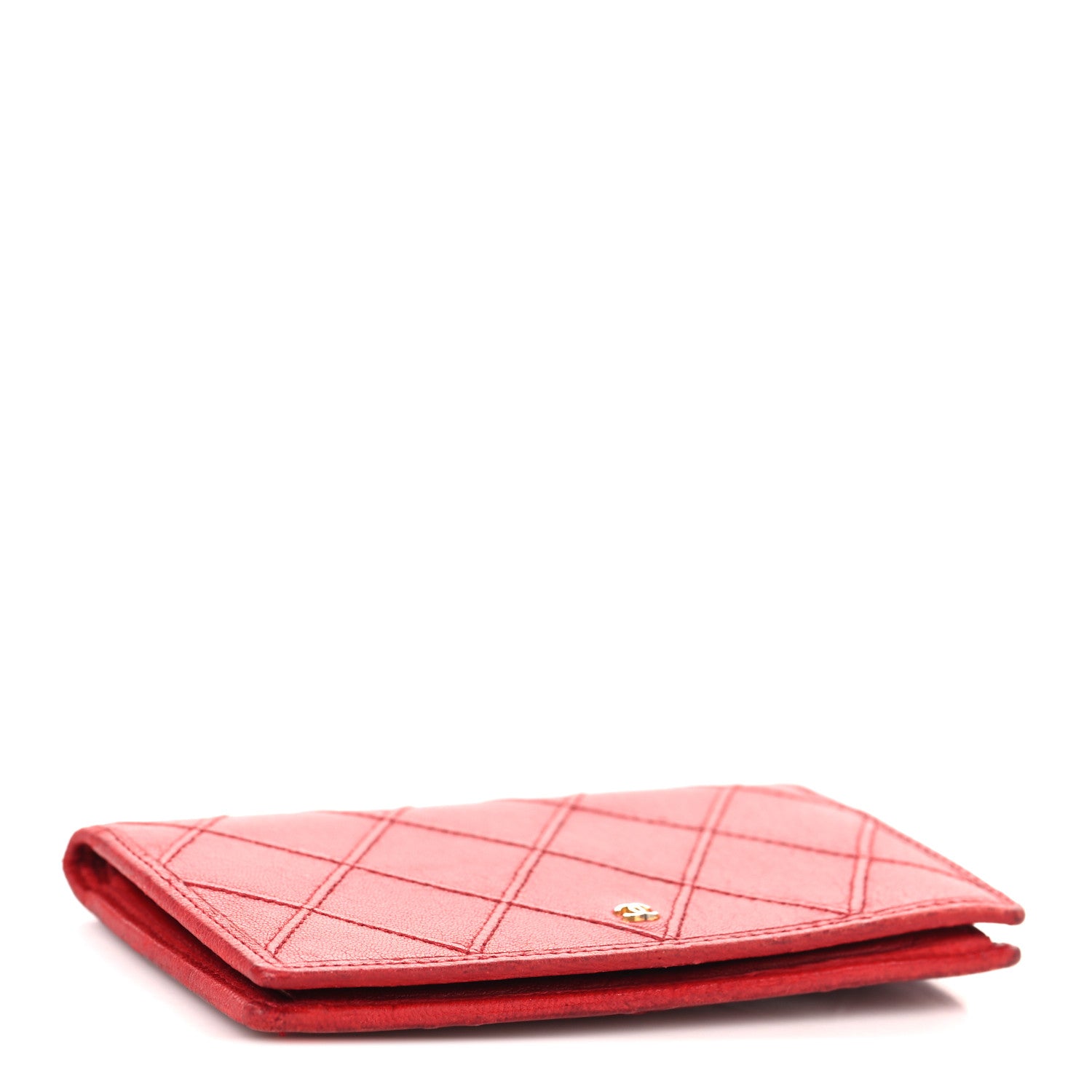 Chanel Lambskin Diamond Stitched Flap Card Case Red 4 of 11