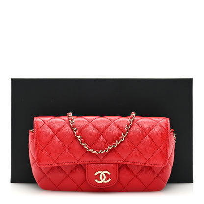 Chanel Caviar Quilted Glasses Case With Chain Red 10 of 10