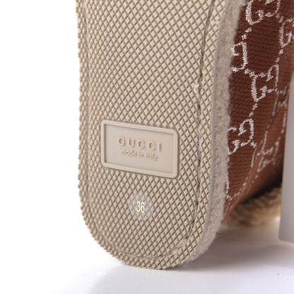 Gucci Canvas Wool Lame GG Monogram Womens Fria Horsebit Ankle Boots 36 Burnt Orange Silver Butterscotch 9 of 10