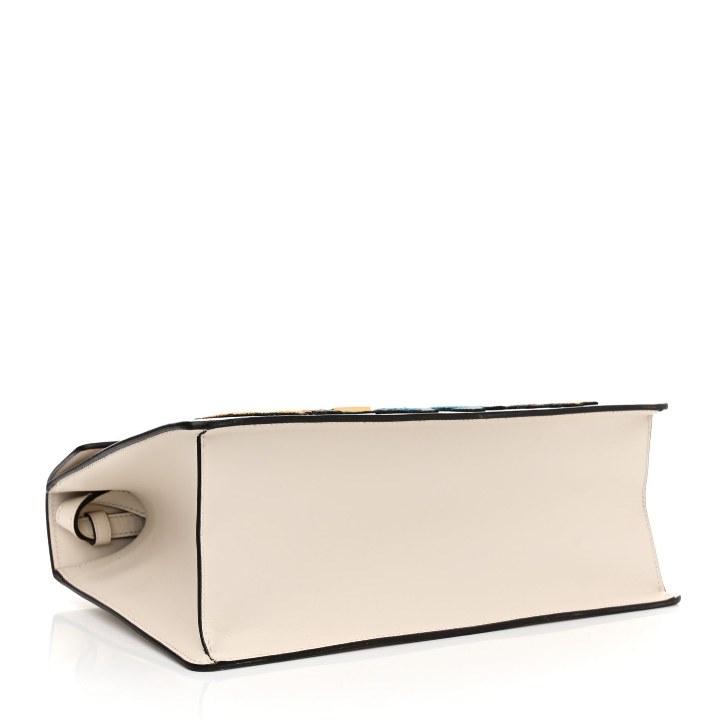 Calfskin Floral Medium Sylvie Top Handle Bag Off White