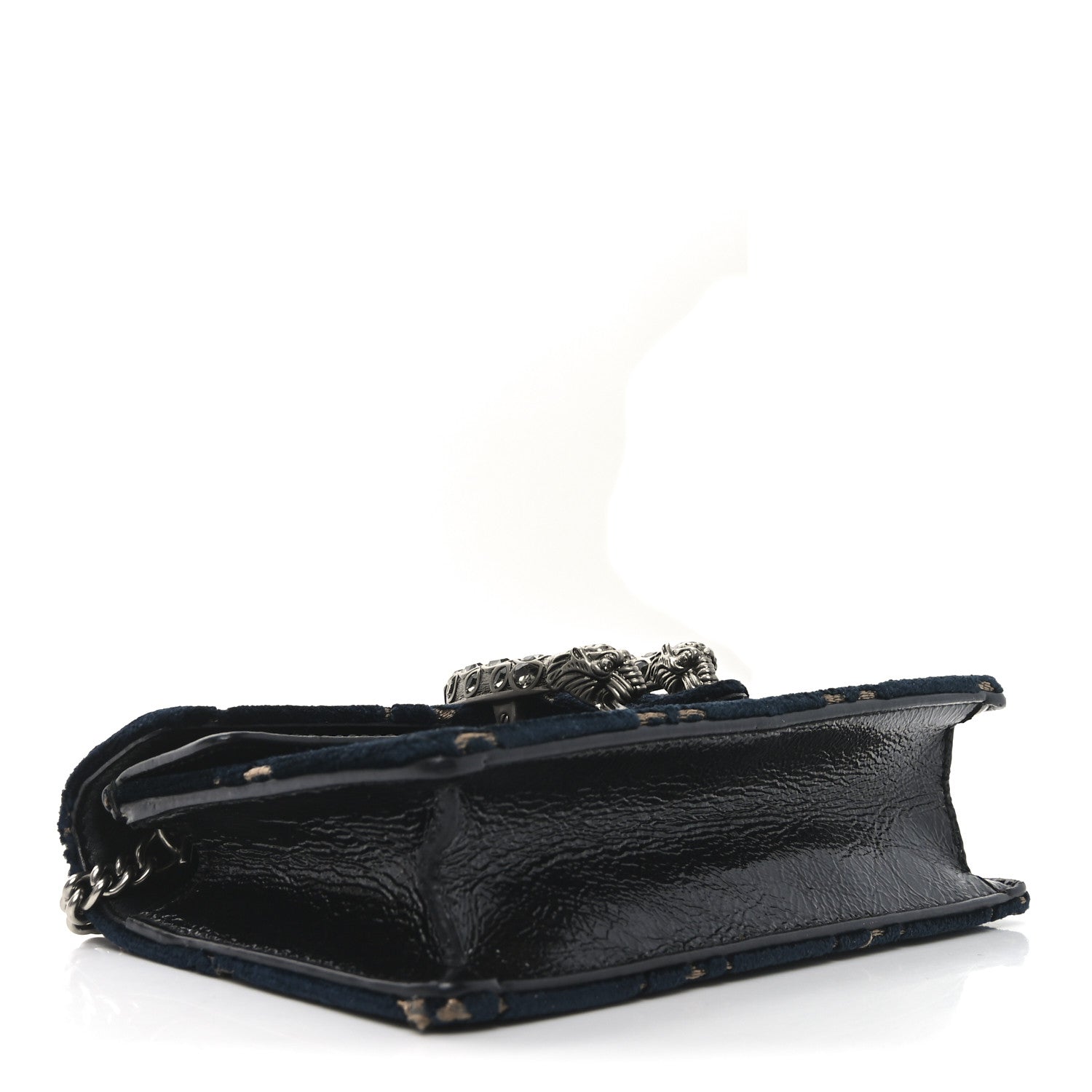Gucci Velvet GG Monogram Super Mini Dionysus Shoulder Bag Blue Beige Black 4 of 9