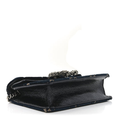 Gucci Velvet GG Monogram Super Mini Dionysus Shoulder Bag Blue Beige Black 4 of 9