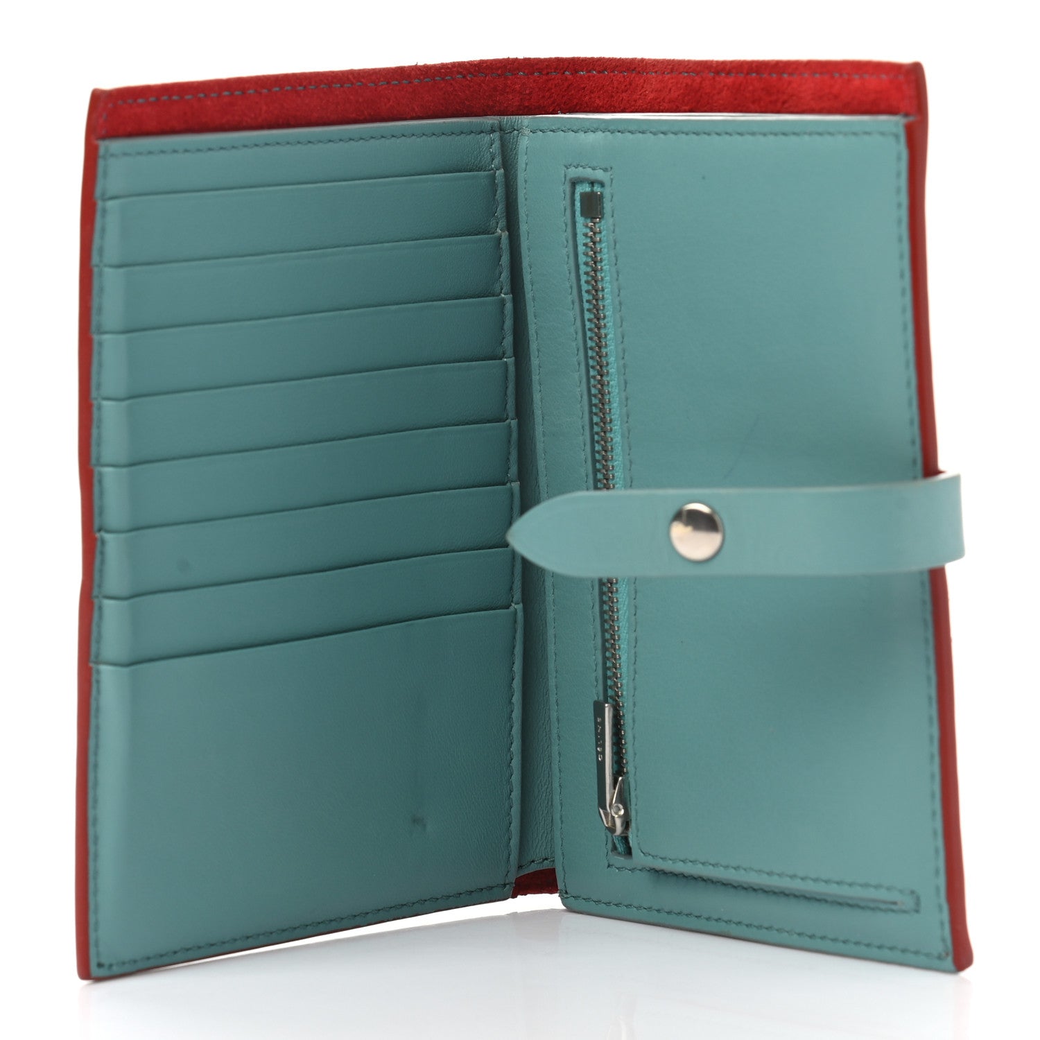 Celine Grained Calfskin Medium Multifunction Strap Wallet Coquelicot Ocean 5 of 12