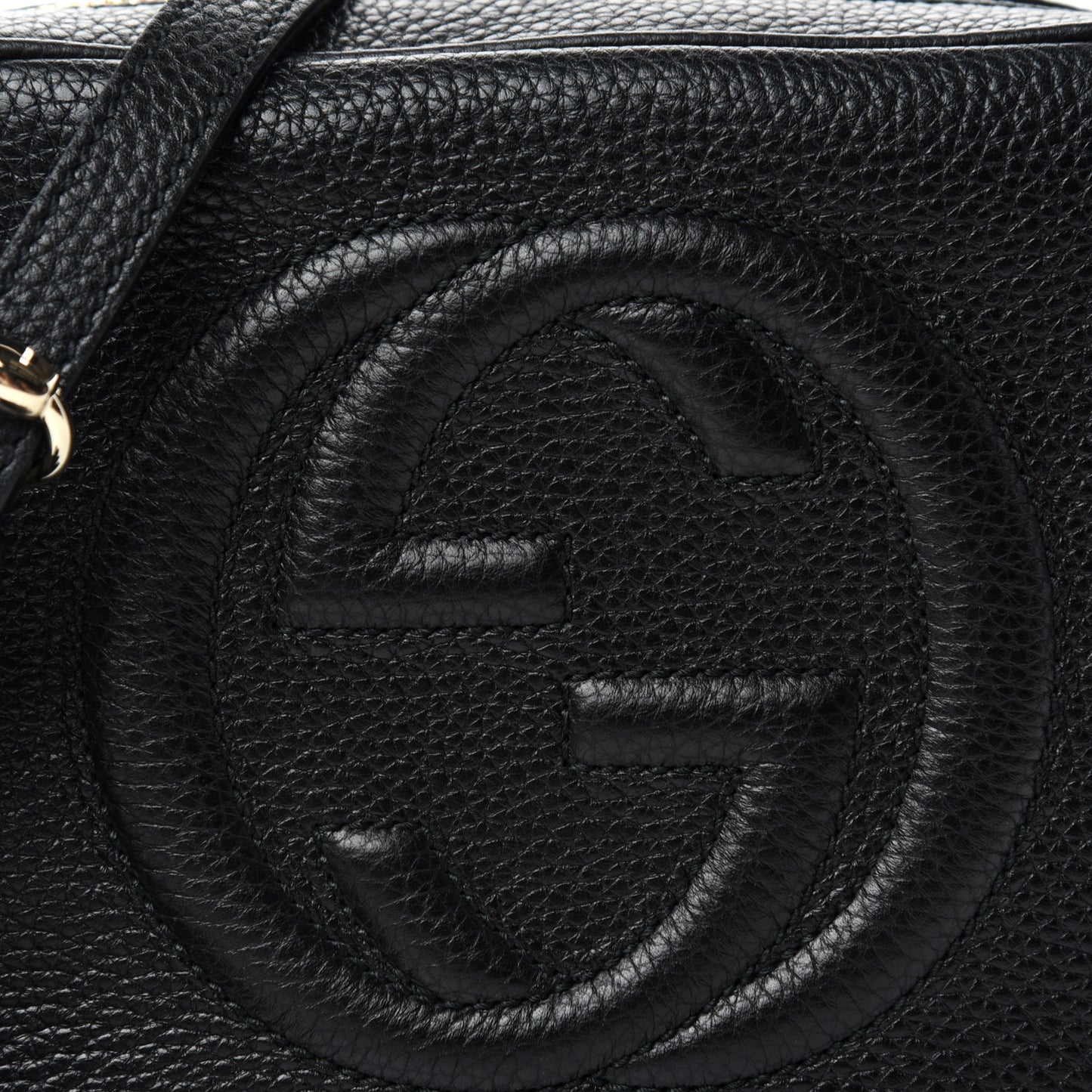Pebbled Calfskin Small Soho Disco Bag Black
