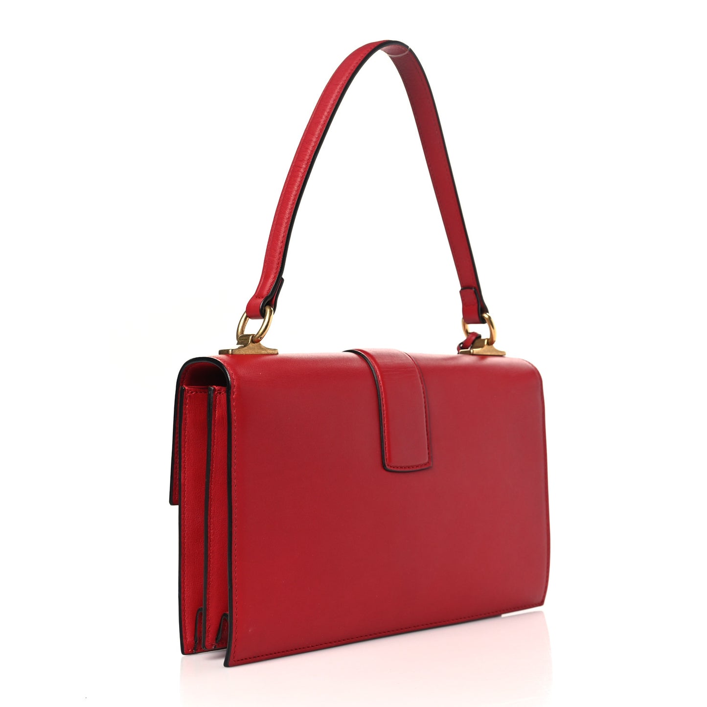 Calfskin Medium Cat Lock Top Handle Bag Red