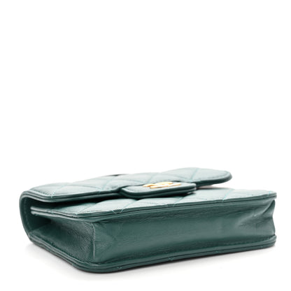 Chanel Lambskin Quilted Top Handle Flap Coin Purse With Chain Green 4 of 12