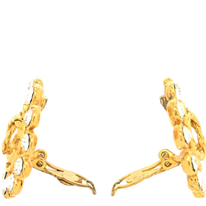 Chanel Crystal CC Round Clip On Earrings Gold 3 of 4