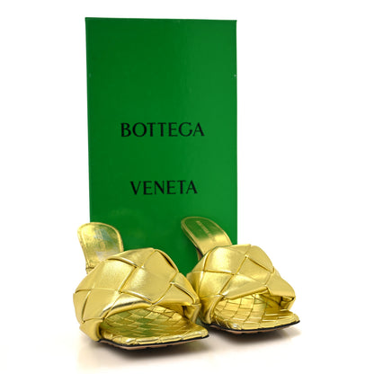 Bottega Veneta Metallic Nappa Maxi Reflection Weave Lido 90mm Mule Sandals 36 Gold 9 of 9