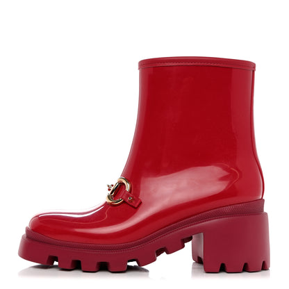 Gucci Rubber Womens Horsebit Ankle Boots 39 Petunia 1 of 8