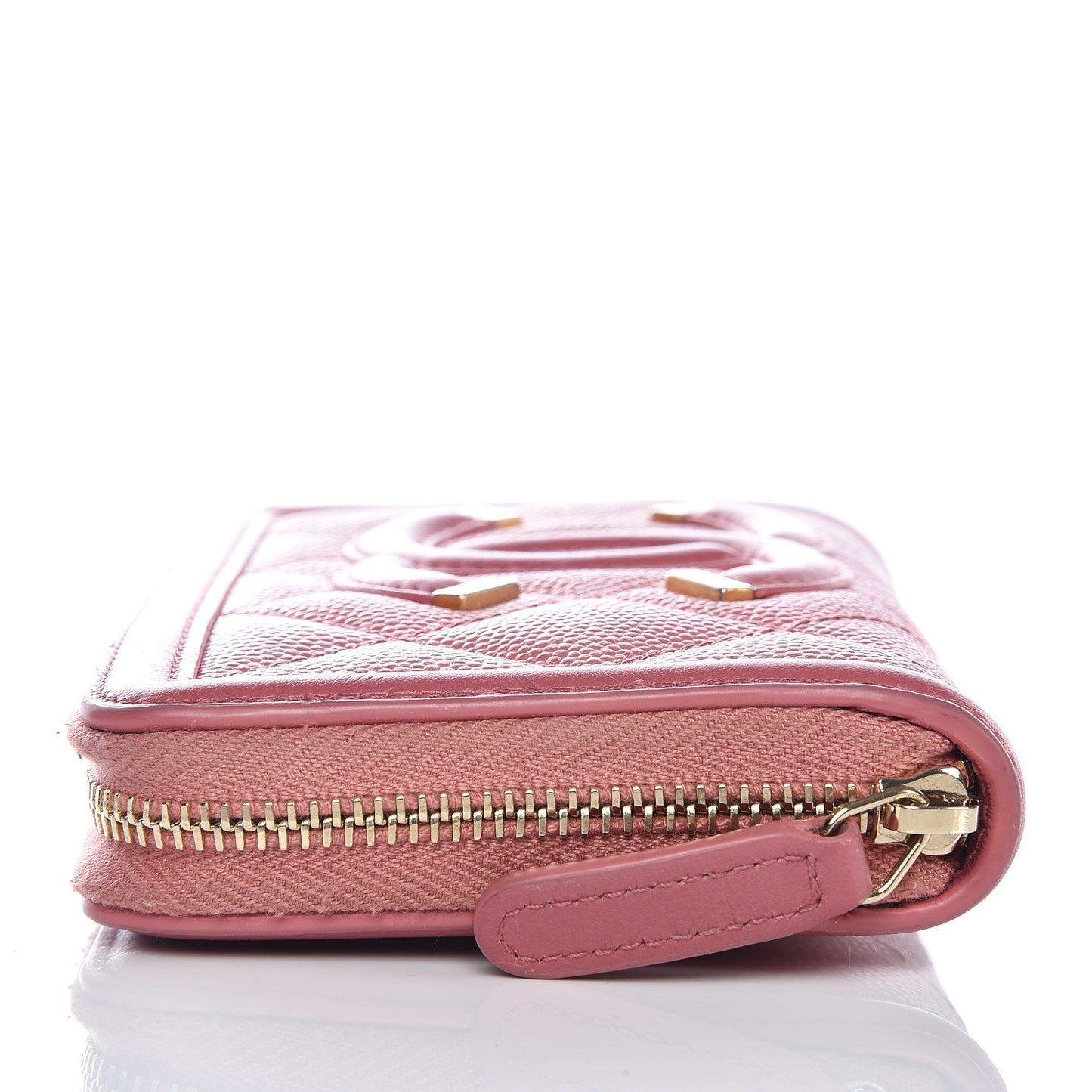 Caviar Quilted Medium Filigree Zip Around Wallet Pink