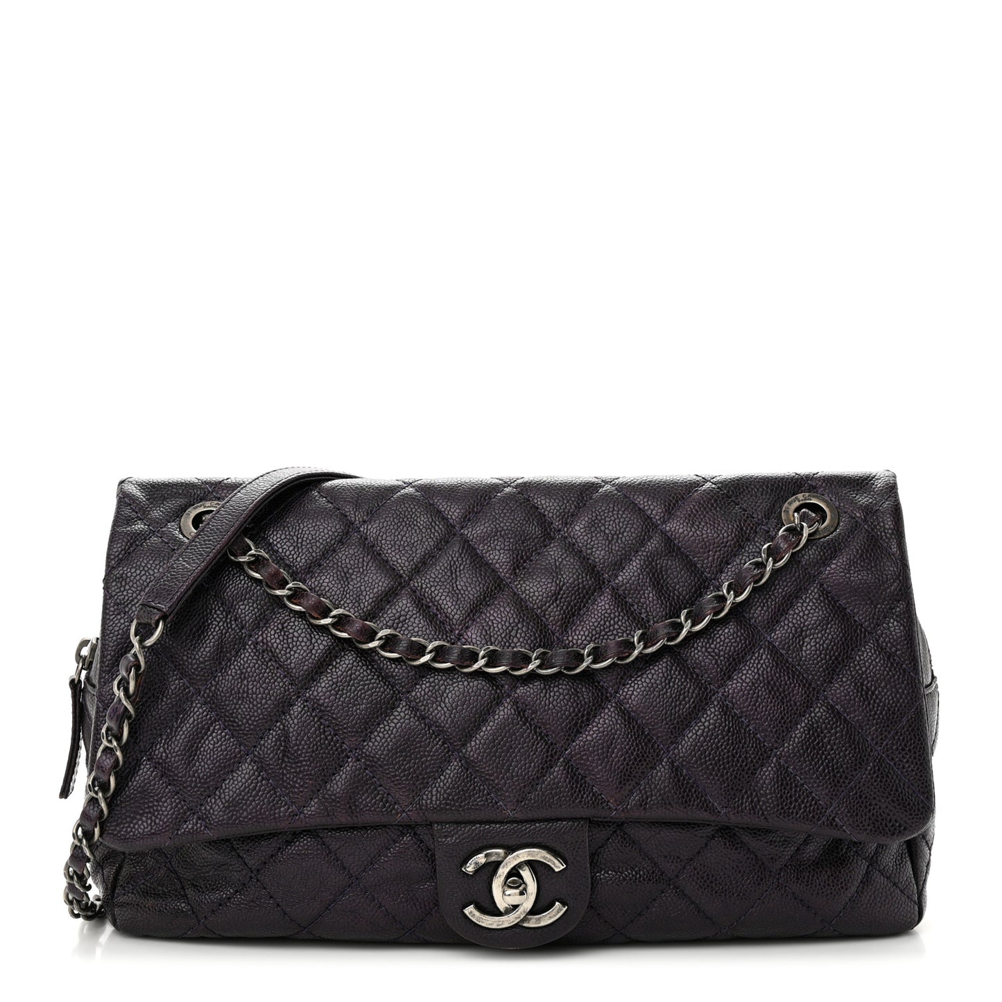 Caviar Quilted Jumbo Easy Flap Purple