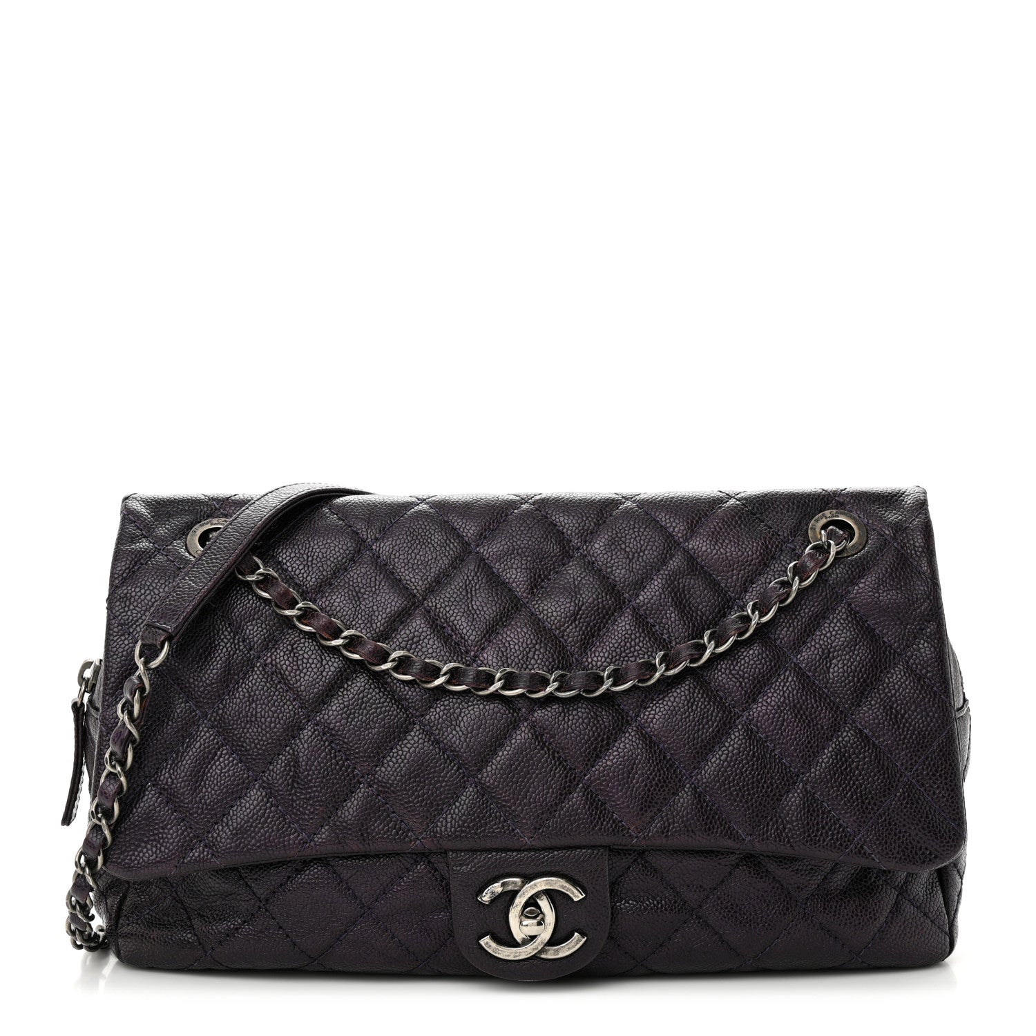 Chanel Caviar Quilted Jumbo Easy Flap Purple 1 of 12